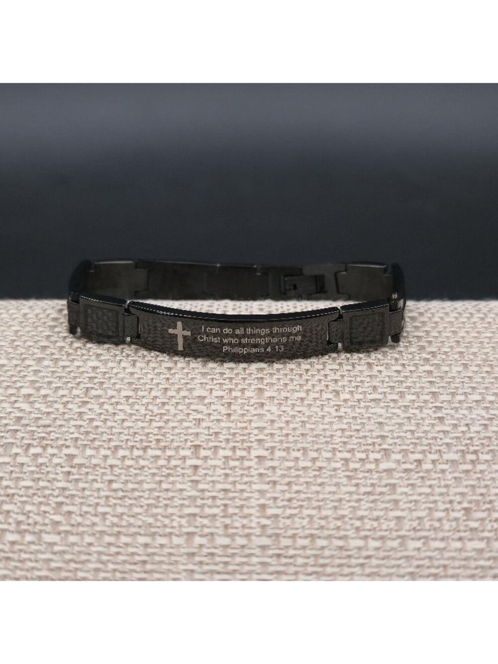 7 Inch Stainless Steel Philippians 4:13 Scripture Link Bracelet A7689